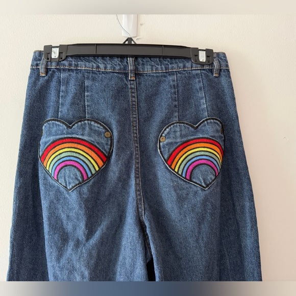 Lazy Oaf Rainbow Bum Jeans in Medium Denim Blue Size 28 Waist Cotton Novelty - Picture 10 of 16
